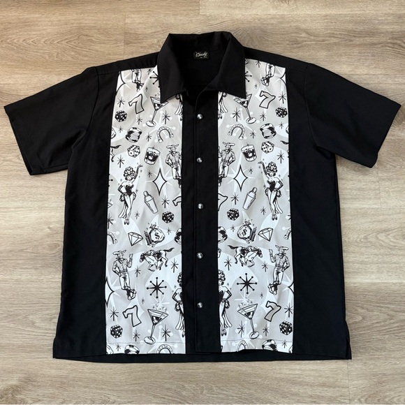 STEADY Clothing USA Made Mens 2XL Button Up Western Cowboy Pinup Bowling Shirt - Picture 1 of 8